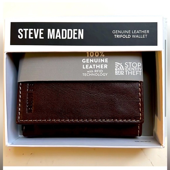 Steve Madden Other - STEVE MADDEN Brown Genuine Leather Trifold Wallet (NWT) 💵🪪💳